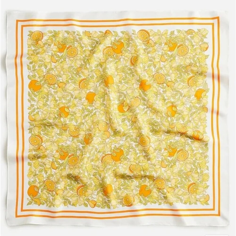 NWOT J. Crew Oversized Silk Bandana Citrus Orange Lemon